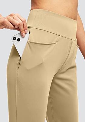 BALEAF Women's Yoga Dress Pants Stretchy Work Slacks Business Casual Pull  on Trousers with Pockets Petite 29 Khaki M 