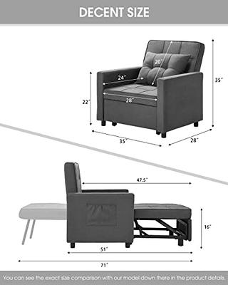 VITOVMA 3-in-1 Single Convertible Chair Bed,Convertible Sleeper Sofa Chair  Bed,Multi-Functional Single Armchair,Folding Sofa Bed with Adjustable  Backrest, Pull Out Sleeper Chair Bed, (Gray) - Yahoo Shopping