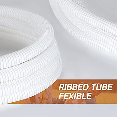 White Split Wire Loom Tubing Corrugated Conduit Cable Harness Wrap  Management