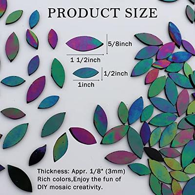 LITMIND 120 Pieces Iridescent Glass Petal Mosaic Tiles for Crafts