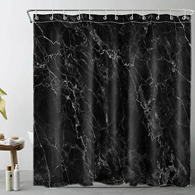 Shower Curtain with Hooks-Black and White Gray Teal Shower Curtain  Waterproof Shower Curtains and Polyester Bath Curtain for Bathroom,  Textured Fabric