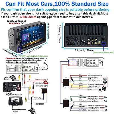 Double Din Car Stereo with Wireless Apple CarPlay and Android Auto, 7-Inch  FHD Touchscreen Car Audio Receiver with Backup Camera, Bluetooth, Car Radio  with FM, USB/TF/AUX Port, Mirror Link, Subwoofer 