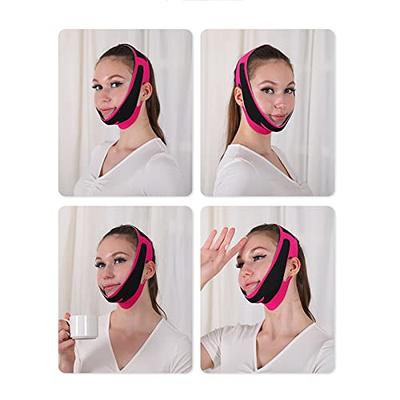 Reusable V Line Mask Facial Slimming Strap Double Chin Reducer Chin Up Mask  Face Lifting Belt - V Shaped Slimming Face Mask (1PCs), Pink 