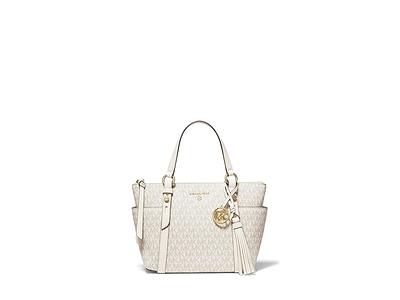 Michael Kors Sullivan Small Convertible Top Zip Signature Logo Satchel Bag - Vanilla/Cream