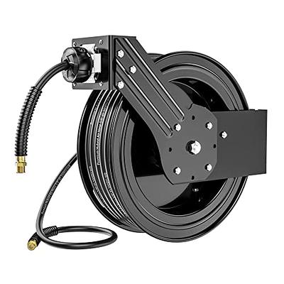 Klutch Heavy-Duty Auto-Rewind Air Hose Reel, With 3/8in. x 50ft