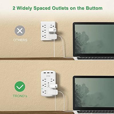  TROND Multi Plug Outlet Extender - Outlet Splitter with 3 Plug  Extender, 2 USB Wall Charger, Wall Outlet Expander, Multiple Outlet Wall  Plug, Non Surge Protector for Cruise Ship, Travel, Home