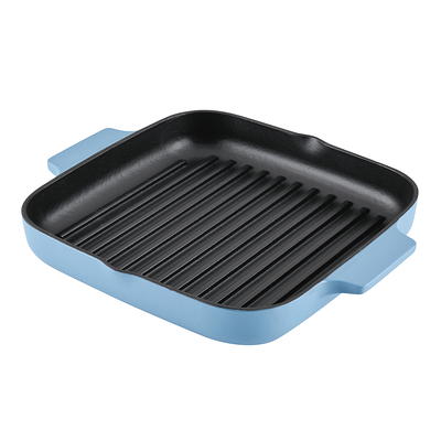 Winco IGL-10, 10-Inch Black Coated Round Cast Iron Grill Pan