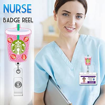 Badge Reel Holder Retractable with ID Clip for Nurse Nursing Name Nurse Uniform Nursing Student Doctor RN LPN Medical Assistant Work Office