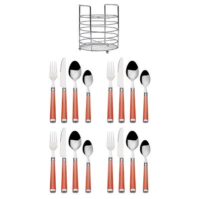 Oster Steffen 14 Piece Stainless Steel Cutlery Set in Red with Hardwood Storage Block