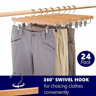 HOUSE DAY 12 Pack 14 inch Clear Plastic Skirt Hangers with Adjustable  Clips, Pants Hangers 360-Rotating Swivel Hook, Clip Hangers for Pants,  Trousers