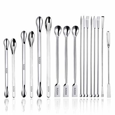 9pcs Stainless Steel Lab Spatula Micro Scoop Set Laboratory Sampling Spoon  Mixing Spatula For Powders Gel Cap Filler