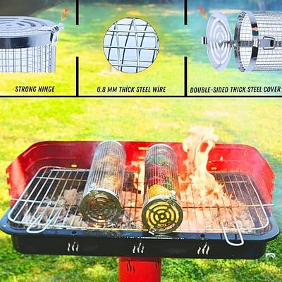 Grill Basket 2 PCS Rolling Grilling Baskets for Outdoor Grilling