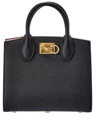 Salvatore Ferragamo Gancini Embossed Leather Briefcase - Nero