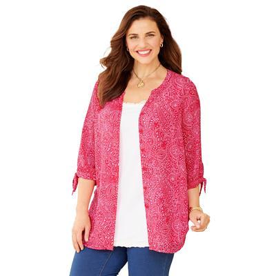 Plus Size Women's Georgette Buttonfront Tie Sleeve Cafe Blouse by  Catherines in Pink Paisley (Size 4X) - Yahoo Shopping