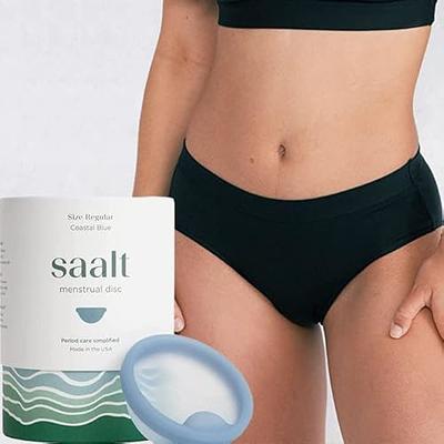 Saalt Menstrual Disc (Blue, Regular) & Cotton Brief Period 100% Cotton  Underwear (Large) - Soft, Flexible, Reusable Medical-Grade Silicone Disc -  Wear 12 Hours - Removal Notch - Two Sizes - Menstrual - Yahoo Shopping