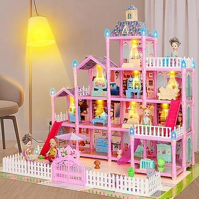 4 Room Doll House Girls Dream Play Playhouse Dollhouse ABS Game Toy Pink  Gift