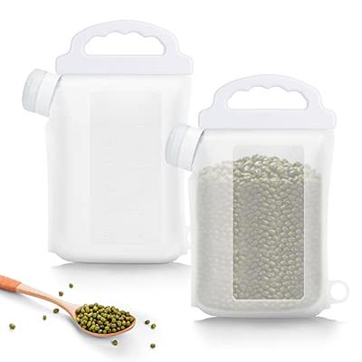 Purpeak 4 Pack Grain Rice Storage Bin Flour Storage Container 20 Lbs with  Wheels Measuring Cup