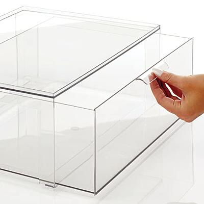 mDesign Plastic Stackable Closet Storage Organizer Bin Containers with  Front Pull Drawer for Cabinet, Desk, Shelf, Cupboard, or Dresser  Organization - Lumiere Collection - 4 Pack - Clear - Yahoo Shopping