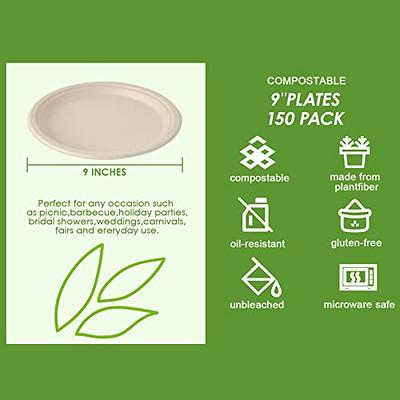 I00000 Heavy Duty 100% Compostable 9 Inch Paper Plates, 100 Pack Disposable  Plates Bagasse Plates Biodegradable Eco-Friendly Natural White Sugarcane Paper  Plates Microwaveable Plates for Party, Picnic - Yahoo Shopping