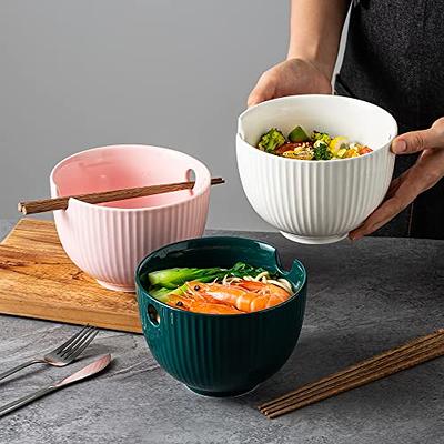 Microwave Ramen Bowl Set with Lid and Chopsticks, Soup Bowl with