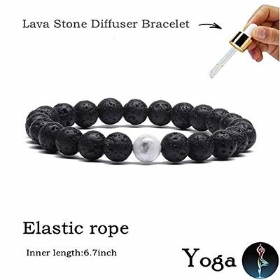MengPa Mens Beaded Bracelets Matte Lava Rock Volcanic Stone Beads for Women Stretch Bracelet Fashion Jewelry