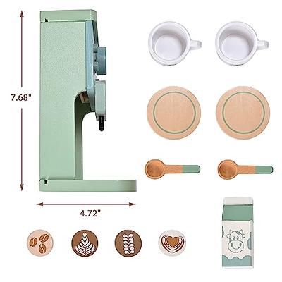 MONT PLEASANT Kids Wooden Toys Toddler Pretend Play Kitchen Accessories  Coffee Maker Espresso Machine Playset Montessori Kitchen Toy Gift for Girls