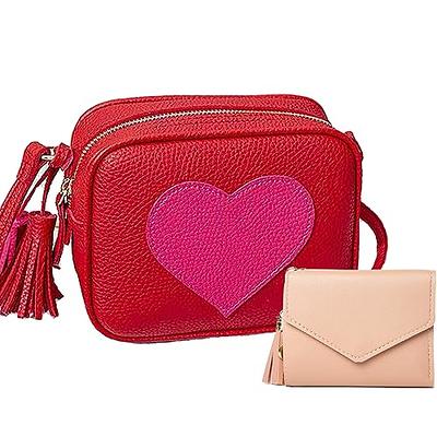 Asge Women Red Heart Purse Cute Black Heart Shaped Crossbody Bag Mini  Ladies Chain Clutch Shoulder Handbags 