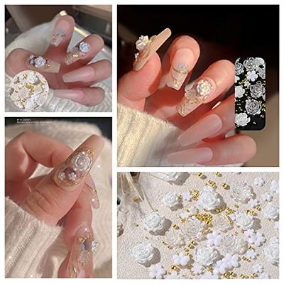 CHARMING MAY 3D Flowers for Nails 4 Packs Camellia Rose Nail