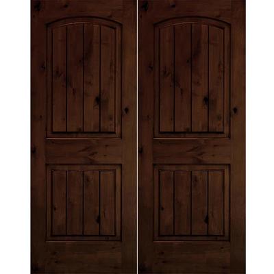 Krosswood Doors 36 in. x 80 in. Rustic Knotty Alder Arch Top V