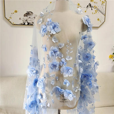 Sky blue dress material with embroidery 