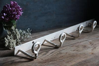 vintage french wood and metal coat hooks