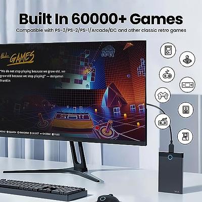 2TB External Game Hard Drive Built-in 100,000 Games, USB 3.0, HDD Retro  Game Drive Compatible with Mame/Atari/Sega/PS1/PSP, Pre-installed 105