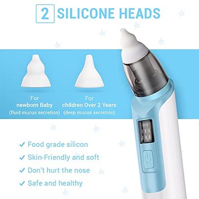 Easy@Home Baby Electric Nasal Aspirator: USB Rechargeable Baby Nose Sucker  with Night Light Adjustable Suction Level 2 Silicone Suction Nozzles for