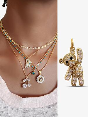 14 k yellow gold fill Mama Bear charm necklace with tiny paw charm