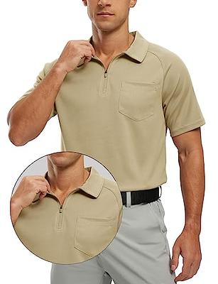 COOFANDY Men's Collarless Golf Polo Shirts Quick Dry Polo Shirts