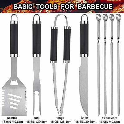 Home-Complete BBQ Grill Tool Set- Stainless Steel Barbecue Grilling Accessories with 7 Utensils and Carrying Case, Includes Spatula, Tongs, Knife