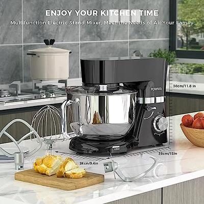 Stand Mixer, POWWA 6.5 Quart Electric Mixer, 6+1 Speed 660W Tilt-Head  Kitchen Food