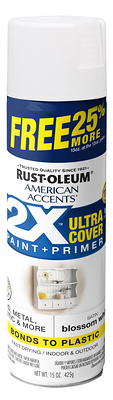 Black, Rust-Oleum American Accents 2X Ultra Cover Gloss Spray Paint 25%  More Bonus Can, 15 oz 