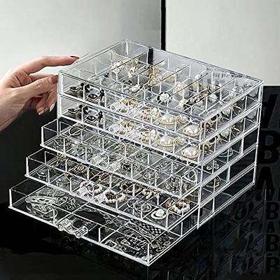 YUFONG Jewelry Boxes Earring Storage Box Organizer 5 Drawers Jewelry  Organizer Acrylic Jewelry Storage Box Holder Compartment Transparent  Display Storage Case Gift for Women Girls (102 Girds) - Yahoo Shopping