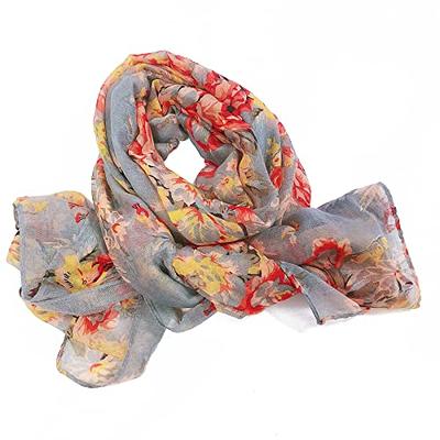 GERINLY Fashion Scarfs for Women Lightweight Flowers Print Long