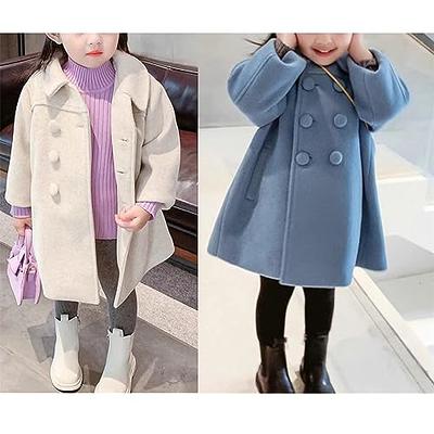 Fit and Flare Girl Coat Double Breasted Jacket for Kids, Winter