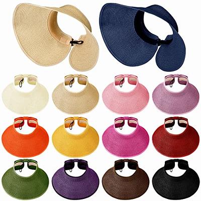 14 Pcs Wide Brim Straw Sun Hat Bulk for Women Multicolor Foldable