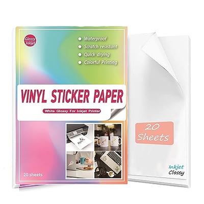 Waterproof Printable Vinyl Stickers Paper for Inkjet Printer- 20 Glossy  Sticker Paper White Decal Cricut Sheets A4 - Holds Ink Beautifully & Dries  Quickly - Yahoo Shopping