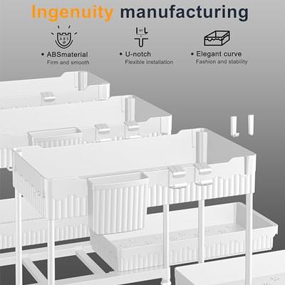 NYYTGE Under Sink Organizer Under Bathroom Cabinet Storage 2 Tier Storage  Rack with 4 Hooks, Under Cabinet Organizer Baskets, Multi-Purpose Under  Sink