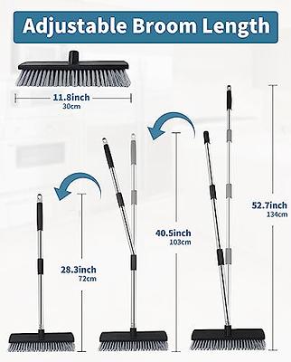 Yocada Push Broom Brush Stiff Bristles Broom Head Telescopic Heavy-Duty  Outdoor Commercial for Cleaning Bathroom Kitchen Patio Garage Deck Concrete  Wood Stone Tile Floor