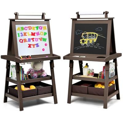 Easel for Kids, Gimlife White Board Art Easel Chalkboard Double-Sided Dry  Erase Whiteboard & Chalkboard Standing for Kids with Easel Paper Roll for