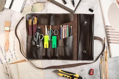 Personalized Leather Pencil Case, Personalized Tool Case, Leather Artist  Case, Pencil Organizer, Leather Pencil Case, Leather Tool Organizer 