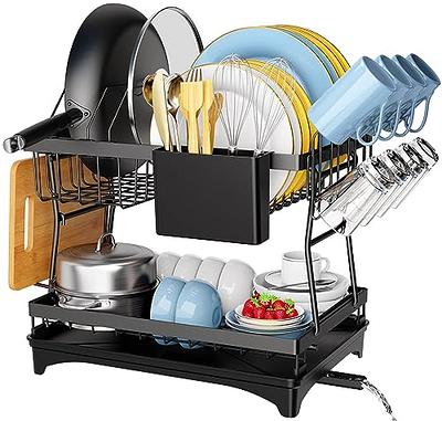 Over The Sink Dish Drying Rack, Full Stainless Steel Adjustable (26.8 to  34.6) Large Dish Drying Rack for Kitchen Counter with Multiple Baskets