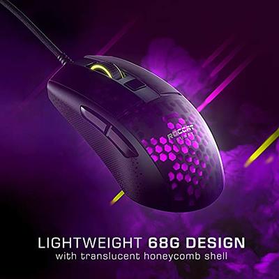 Model D Wired Gaming Mouse - 68g Superlight Honeycomb Design, RGB,  Ergonomic, Pixart 3360 Sensor, Omron Switches, PTFE Feet, 6 Buttons - Matte  White