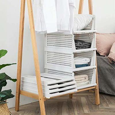 Stackable Closet Organizer Plastic Drawer Foldable Wardrobe Cabinet Clothes  Storage Box Rack Shelf Bins Basket Office Container